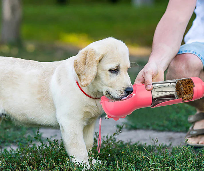 Gourde 3-en-1 Portable pour Chien – Distributeur d'Eau et Nourriture