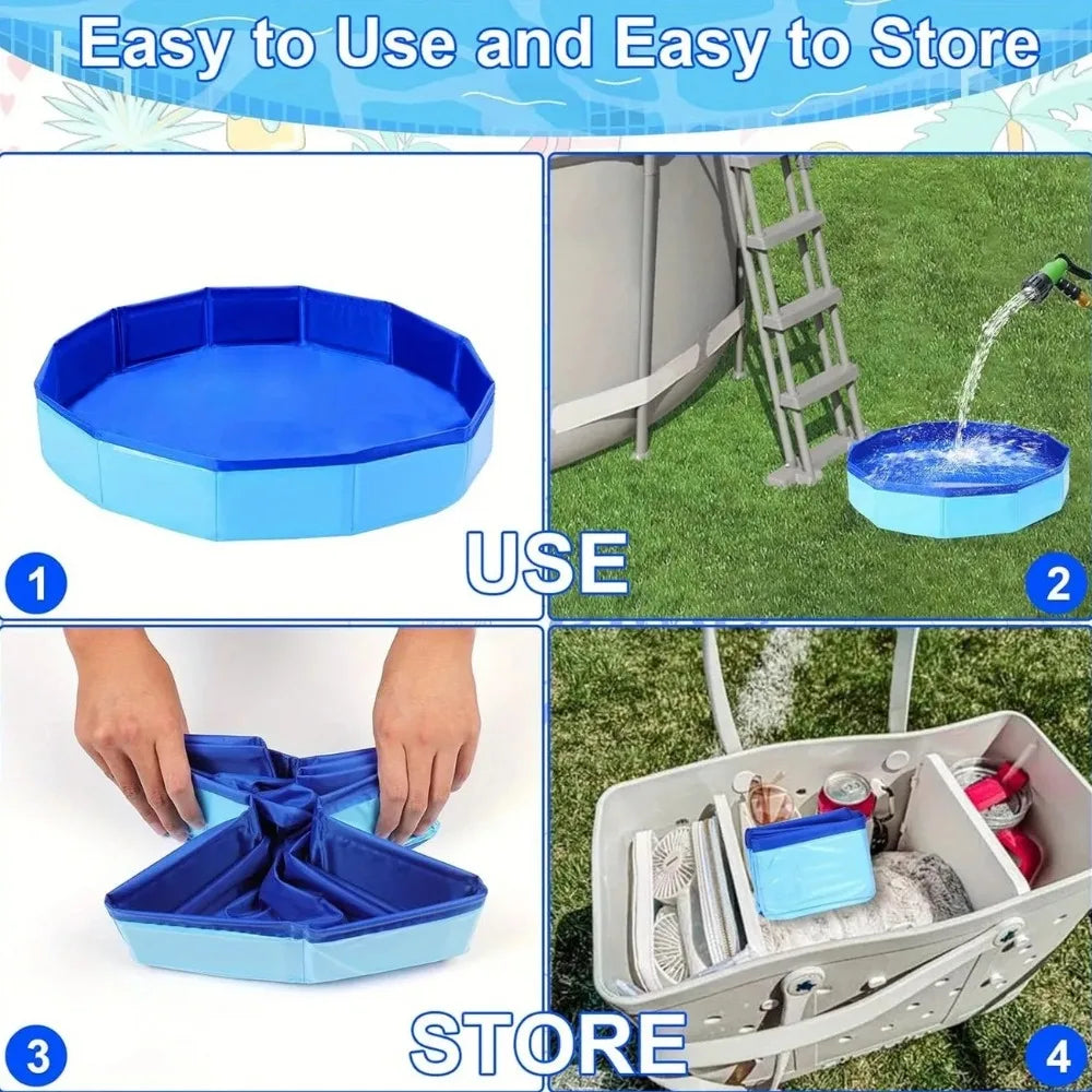 Piscine Pliable pour Chien et Chat – Baignoire Portable d'Été pour Animaux de Compagnie